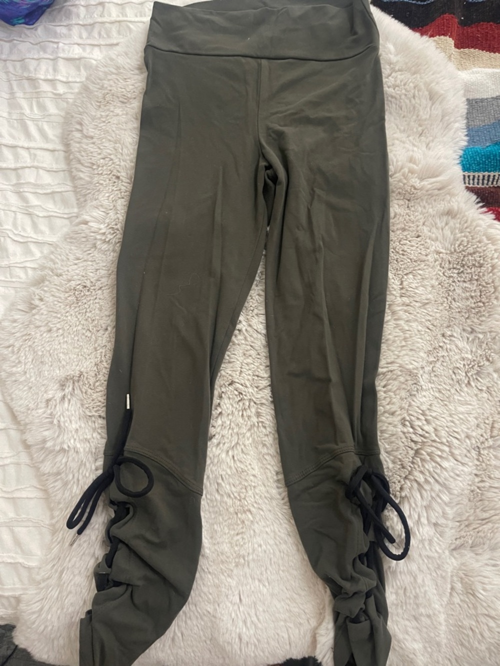 Celestial Bodiez Green Ankle Lace-up Leggings